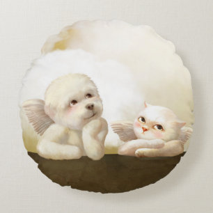 Coussins Ronds Duo Angélique : Bichon Sourire & Nuage Bao Bao