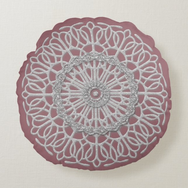 Coussins Ronds Dusky Rose et Grey Shabby Design chic (Devant)