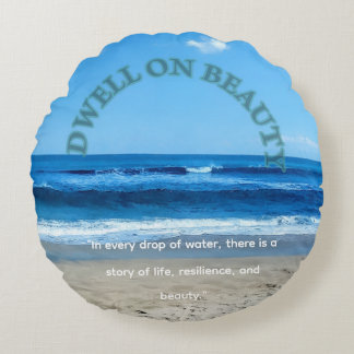Coussins Ronds Earth day pillow coastal beach scene