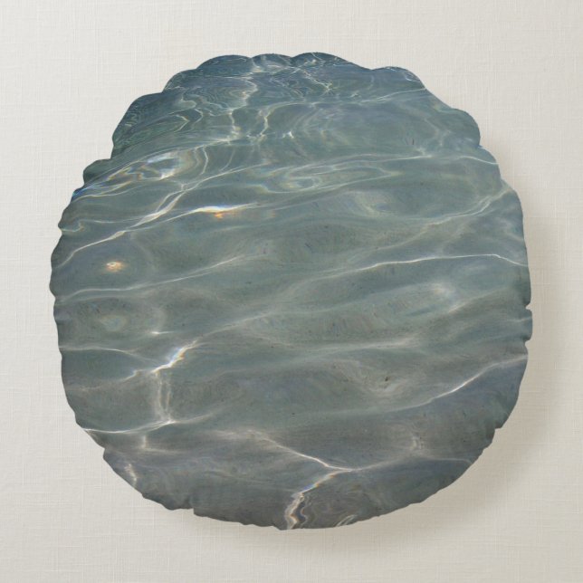 Coussins Ronds Eau des Caraïbes Bleu Abstrait Nature (Devant)