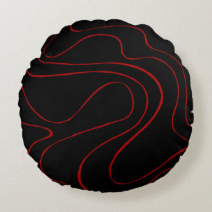 Coussins Ronds Ebb et flux 2 en rouge et noir