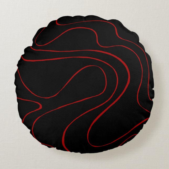 Coussins Ronds Ebb et flux 2 en rouge et noir (Devant)