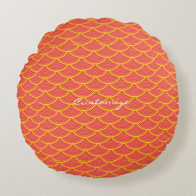 Coussins Ronds écailles de sirène Thunder_Cove orange/jaune (Devant)