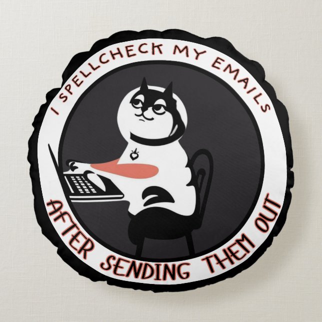 Coussins Ronds Echec Spellcheck - Drôle Chat E-mail Typo (Devant)