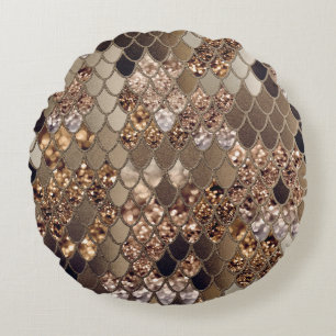 Coussins Ronds Échelles de Parties scintillant de sirènes #6