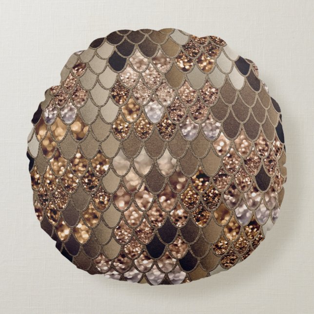 Coussins Ronds Échelles de Parties scintillant de sirènes #6 (Devant)