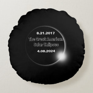 Coussins Ronds Éclipse solaire double datée 2024 & 2017
