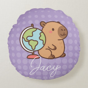 Coussins Ronds École de capybaras pour enfants mignons