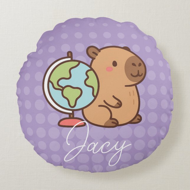 Coussins Ronds École de capybaras pour enfants mignons (Devant)