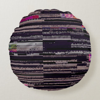 Coussins Ronds Écran TV rayé avec pixels cassés. Fu Abstrait