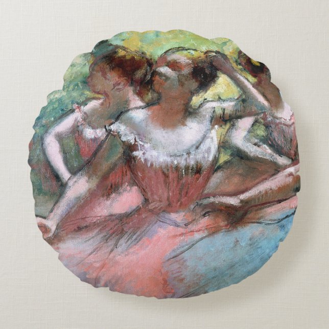 Coussins Ronds Edgar Degas | quatre ballerines sur l'étape (Devant)