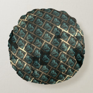 Coussins Ronds Effet de brique gris bleu, sous tache foncée en li