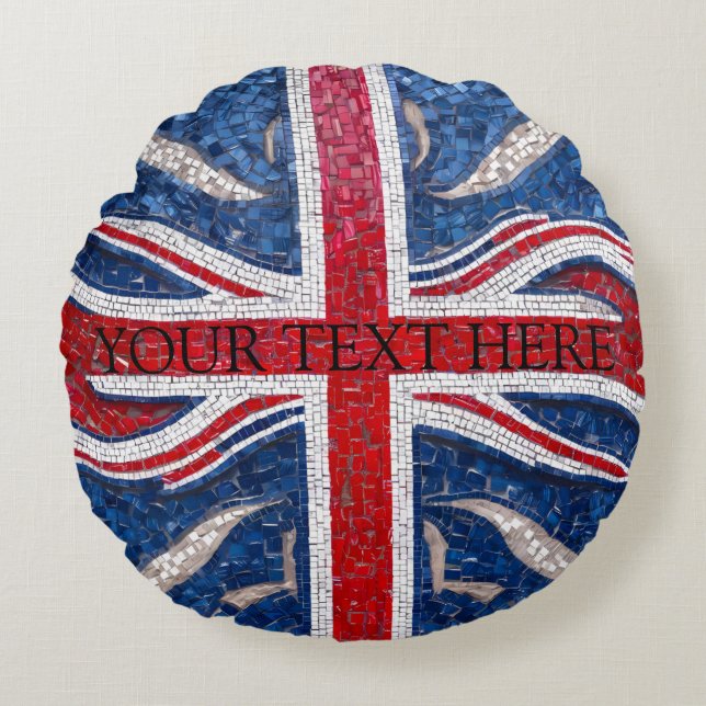 Coussins Ronds Effet de mosaïque du drapeau du Royaume-Uni (Devant)