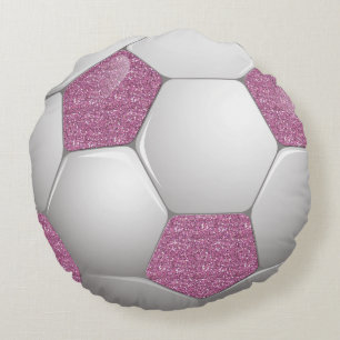 Coussins Ronds Effet Parties scintillant rose boule de football