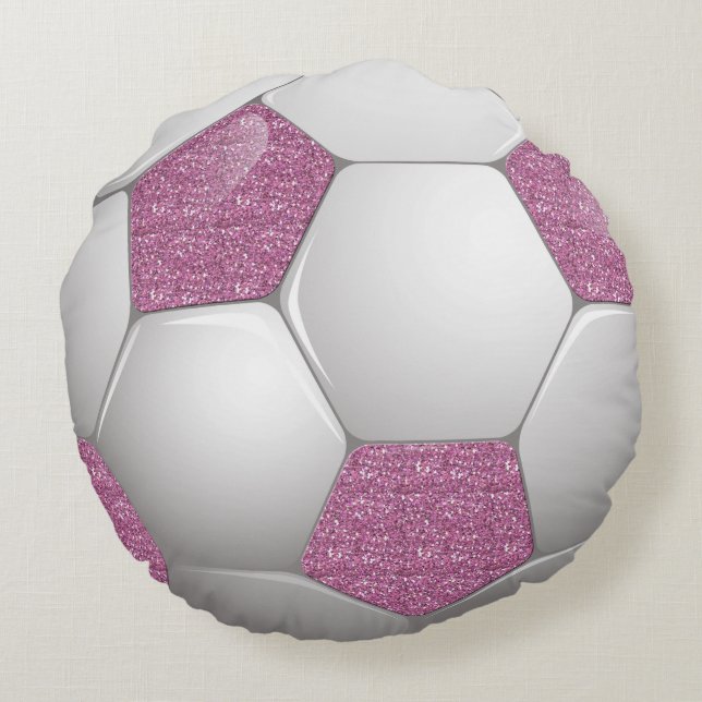 Coussins Ronds Effet Parties scintillant rose boule de football (Dos)