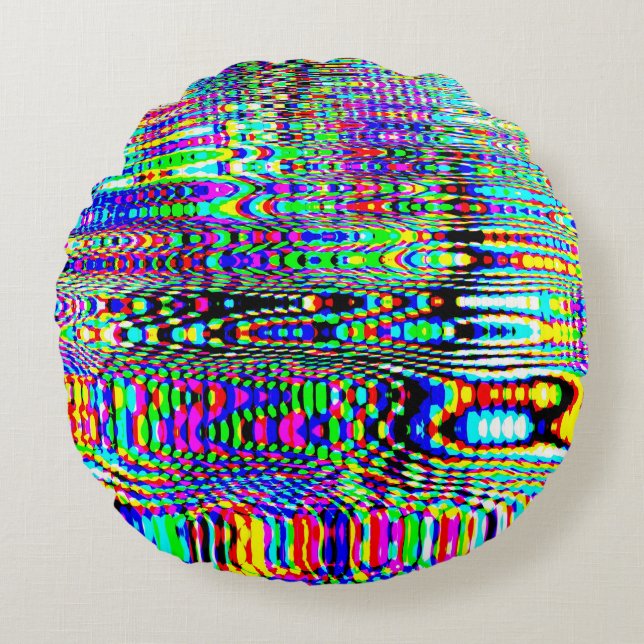 Coussins Ronds Effets numériques : Conception abstraite multicolo (Devant)