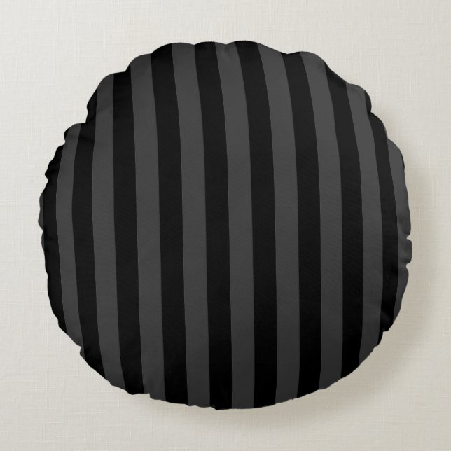 Coussins Ronds Elagnat Black & Smoky Black Vertical Stripes (Devant)