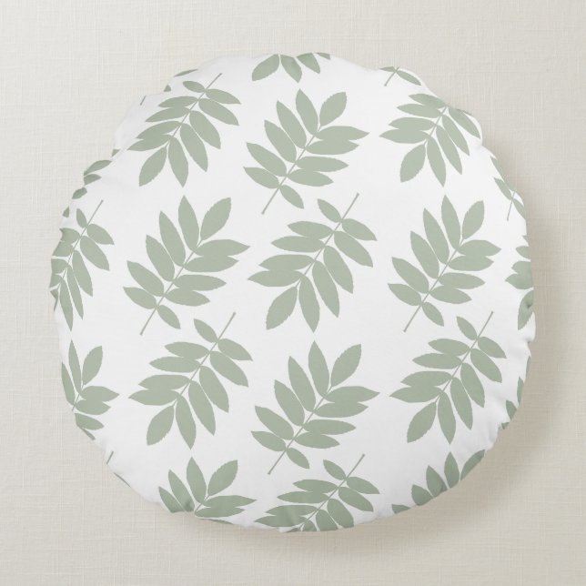 Coussins Ronds Elder Leaf Big Pattern 2Way Green+White (Devant)