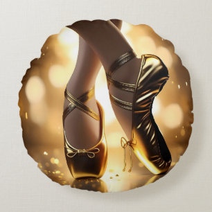 Coussins Ronds Élégance dorée : chaussures de ballerine sur Bokeh