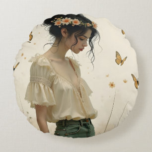 Coussins Ronds Élégance douce dans une danse papillon