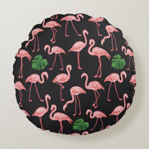 Coussins Ronds Élégance Flamant rose : Fusion Monstera Vintage.