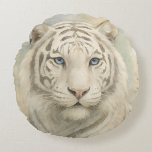 Coussins Ronds Élégance Sauvage Tigre Blanc Majestueux de Bengale