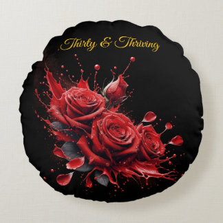 Coussins Ronds Elégant 30e anniversaire - Roses en fleurs