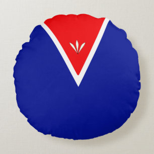 Coussins Ronds Élégant Bleu Rouge et Blanc