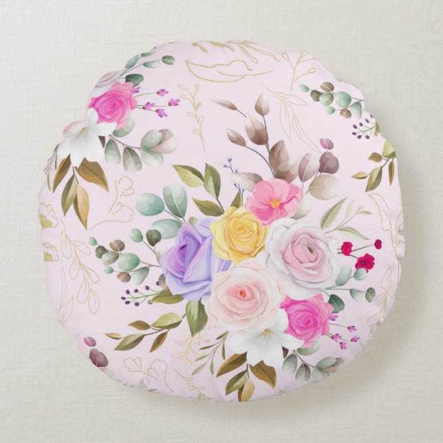 Coussins Ronds Élégant chic floral (Devant)