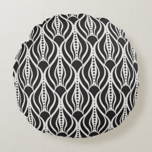 Coussins Ronds Élégant damas floral, patte art nouveau sans soudu