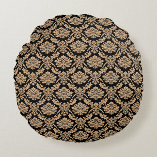 Coussins Ronds Élégant design classique demask noir et or