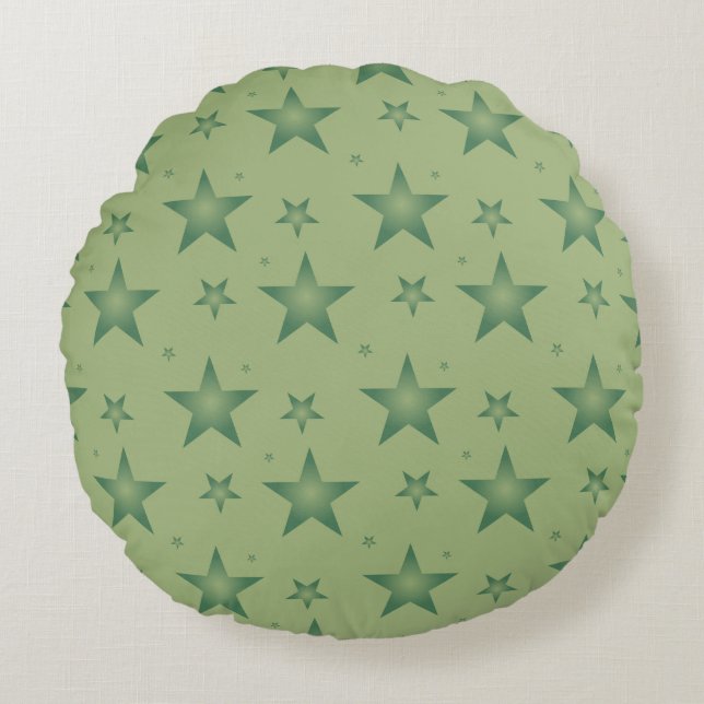 Coussins Ronds Élégant et élégant Olive Stars sur Sage Green (Devant)