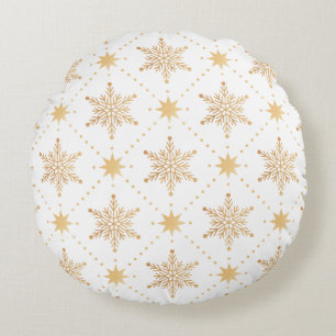 Coussins Ronds Élégant Faux Gold Snowflakes Noël Patttern
