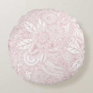 Coussins Ronds Elégant faux rose or design de mandala floral