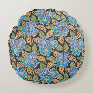 Coussins Ronds Élégant Fleur Bleu Périwinkle Floral Classic