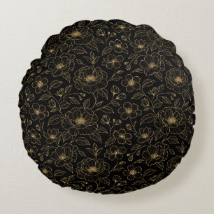 Coussins Ronds Élégant floral sans couture de luxe