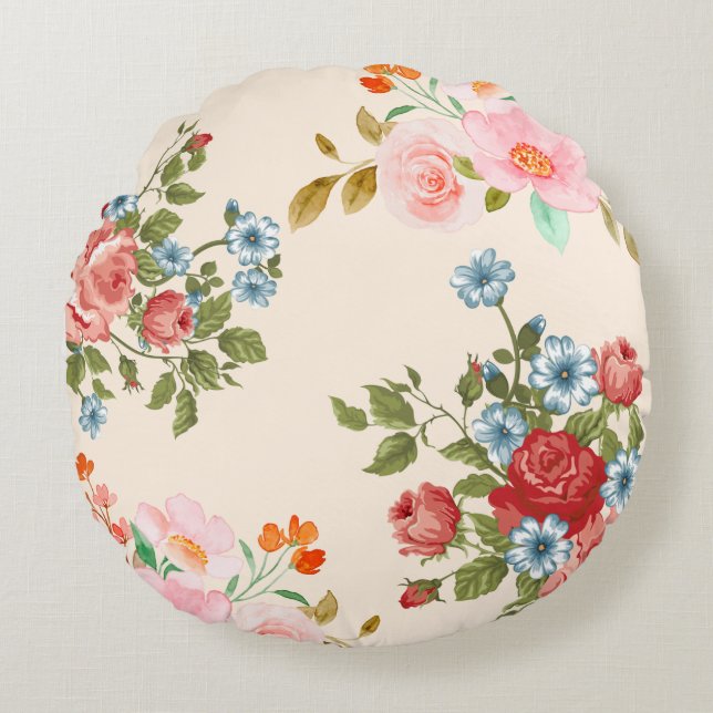 Coussins Ronds Elégant Flore Design Tour Jeu d'oreiller (Devant)