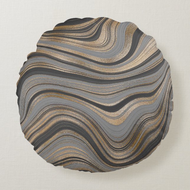 Coussins Ronds Elegant gold gray abstract (Devant)