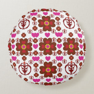 Coussins Ronds Élégant Mandala Géométrique Rouge Textile de Lit &