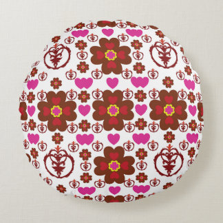 Coussins Ronds Élégant Mandala Géométrique Rouge Textile de Lit &