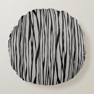 Coussins Ronds Elégant moderne Black Grey Abstrait Line Art