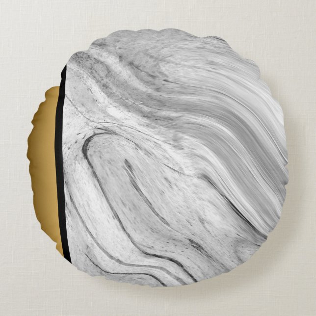 Coussins Ronds Elégant moderne gris blanc noir marbre Motif (Devant)