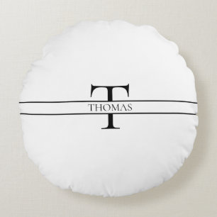Coussins Ronds Élégant Monogramme Personnalisé Nom Personnalisé