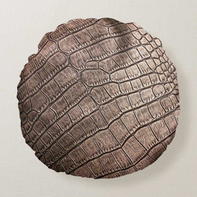 Coussins Ronds Elégant motif en cuir gros plan. (Devant)