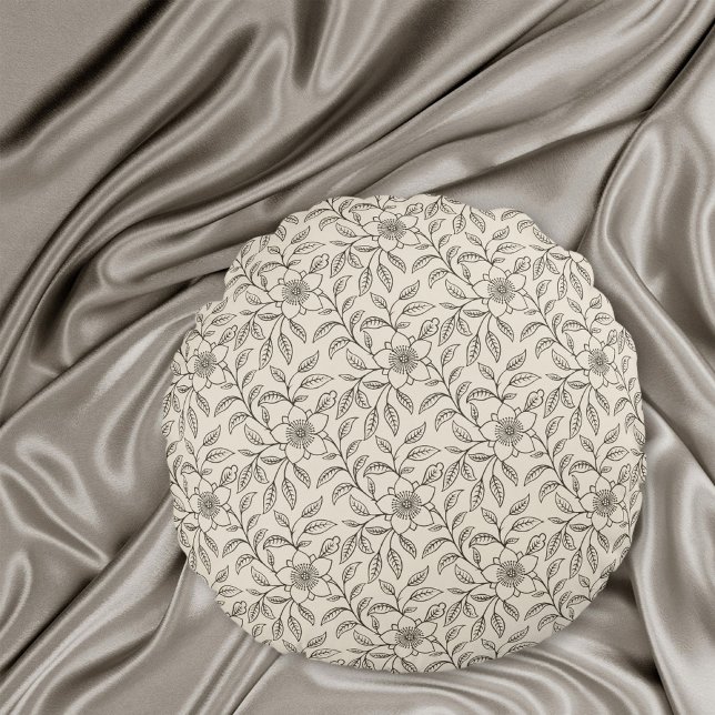 Coussins Ronds Élégant motif floral chinois Natural CC0443 (Créateur téléchargé)