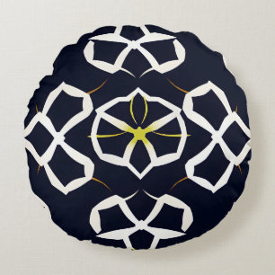Coussins Ronds Elégant Motif géométrique Abstrait en bleu marine