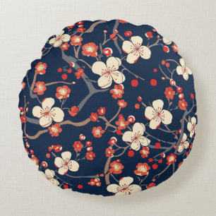 Coussins Ronds Élégant Motif sans couture en fleur de cerisier (1