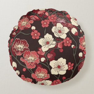 Coussins Ronds Élégant Motif sans couture en fleur de cerisier (1