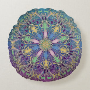 Coussins Ronds Élégant oreiller à lancer ronde Mandala
