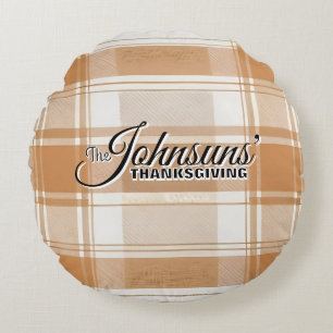 Coussins Ronds Élégant Plaid Automne Thanksgiving